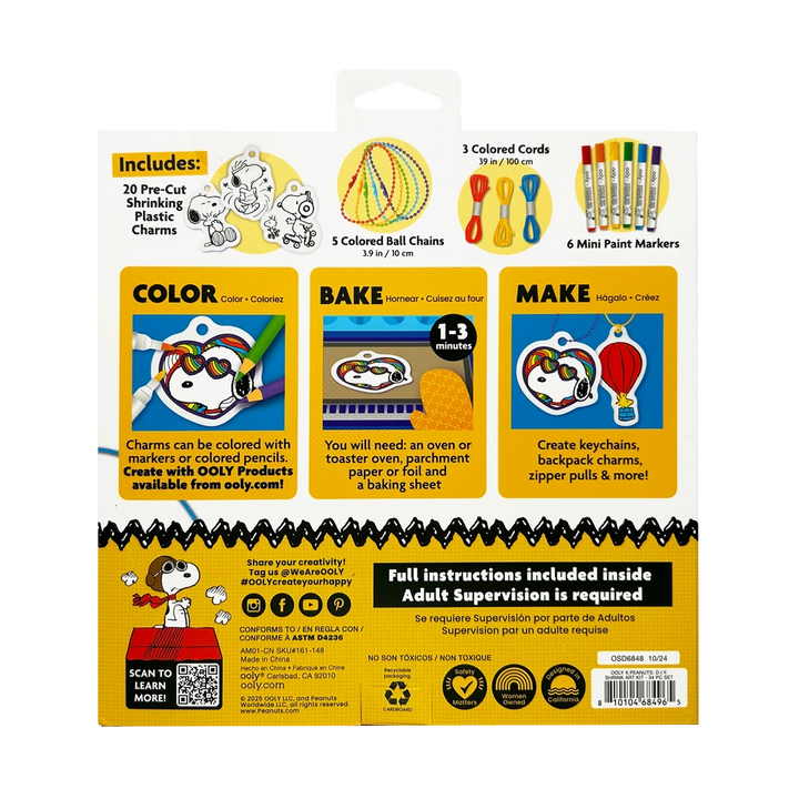OOLY X Peanuts: D.I.Y. Shrink Art Kit & 6 Mini Paint Markers | OOLY