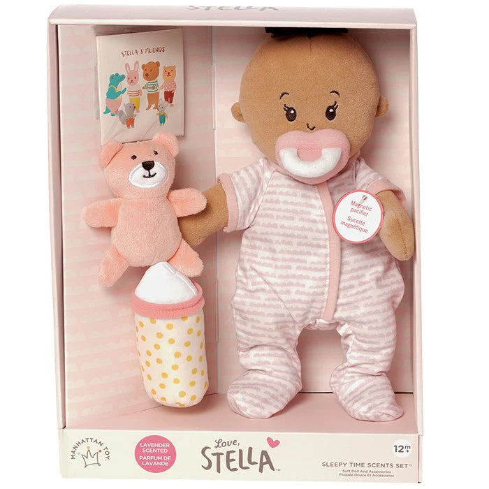 Love, Stella Sleepy Time Set - Beige Doll with Brown Tuft | Manhattan Toy