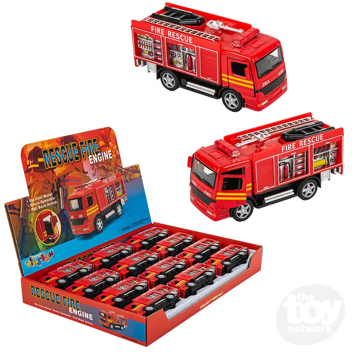 5" Die-Cast Pull Back Fire Engine Rescue | The Toy Network