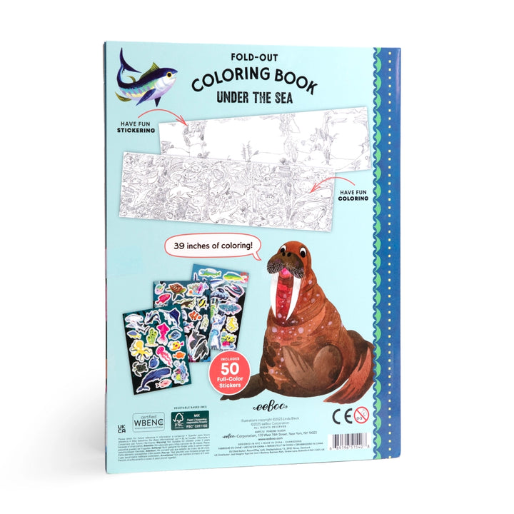 Under the Sea Fold-Out Coloring Book with Stickers | eeBoo