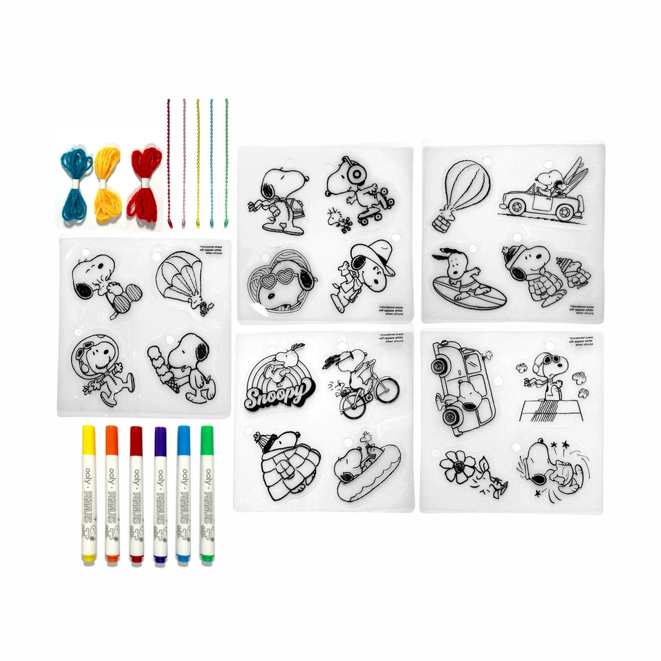 OOLY X Peanuts: D.I.Y. Shrink Art Kit & 6 Mini Paint Markers | OOLY
