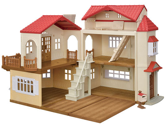 Open front view of red roof home with second story