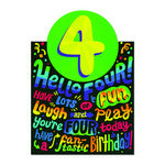 Age 4 Neon Lettering Card