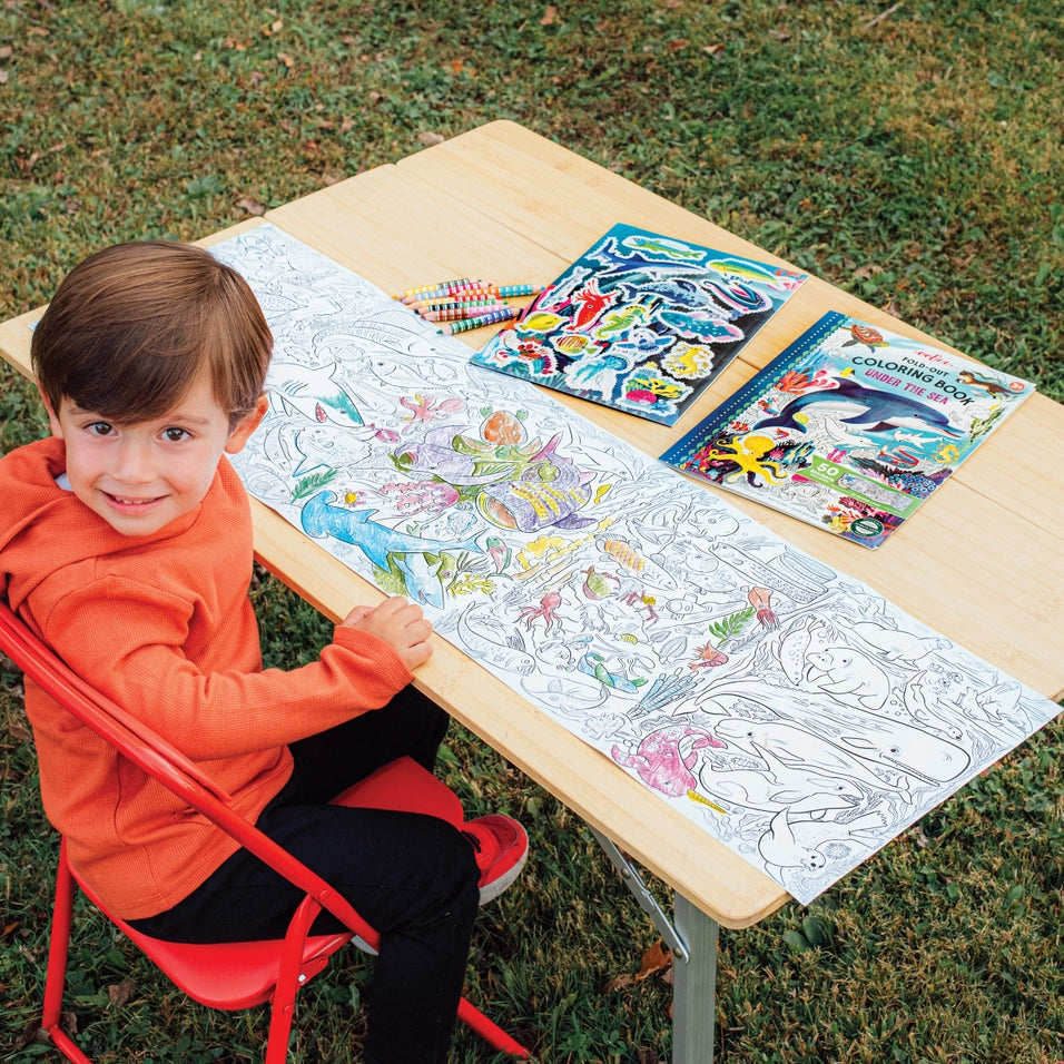 Under the Sea Fold-Out Coloring Book with Stickers | eeBoo