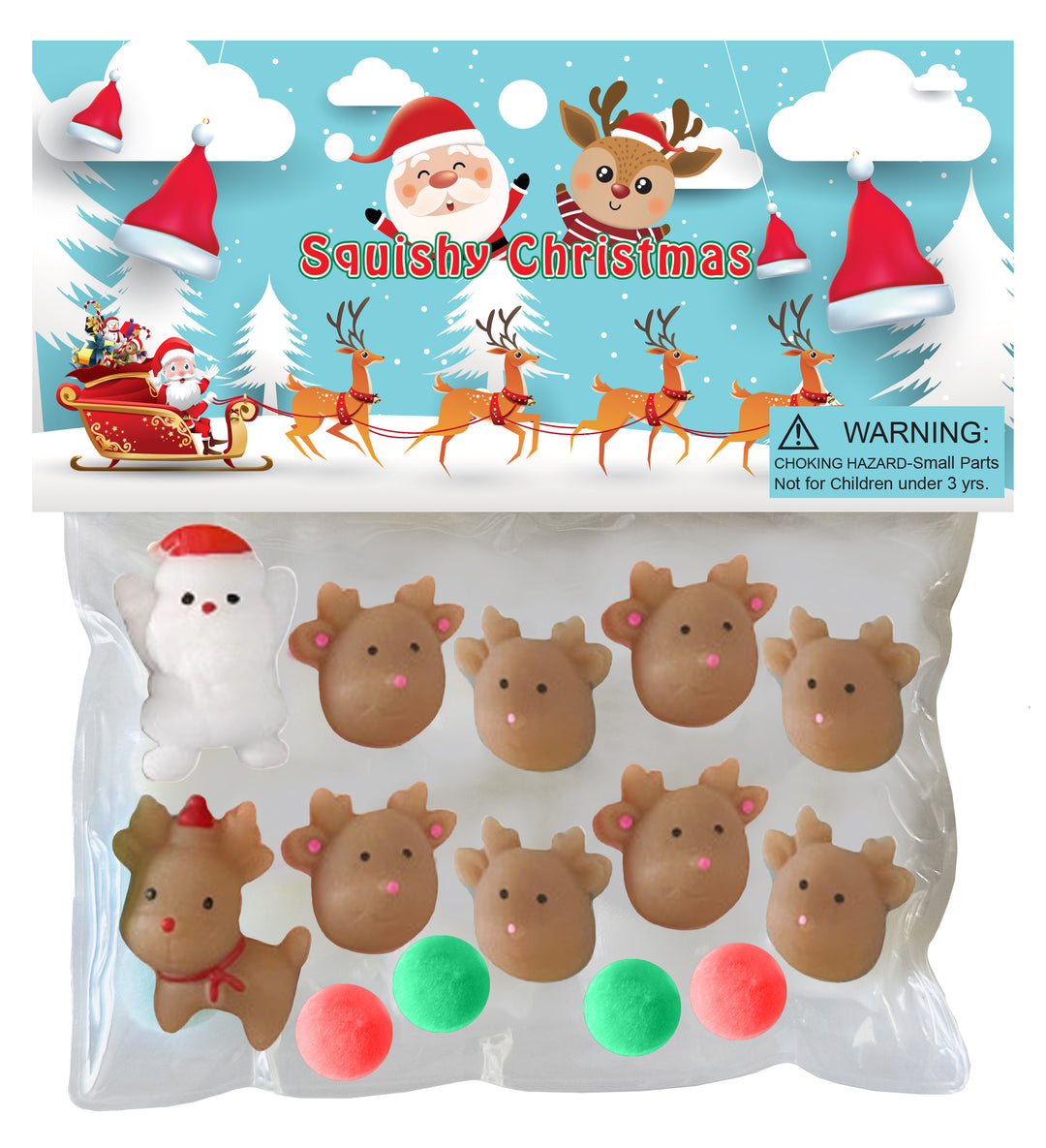 Taba-Zaba Squishy Santa with Reindeer 10 Pc | Zorbitz