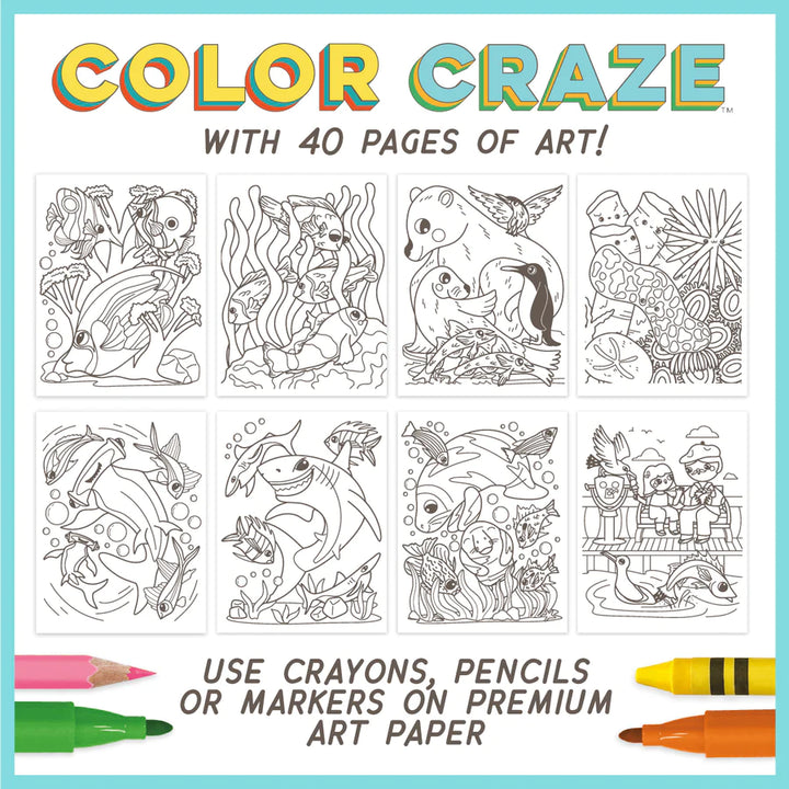 Color Craze Coloring Book - Ocean Pals | Bright Stripes