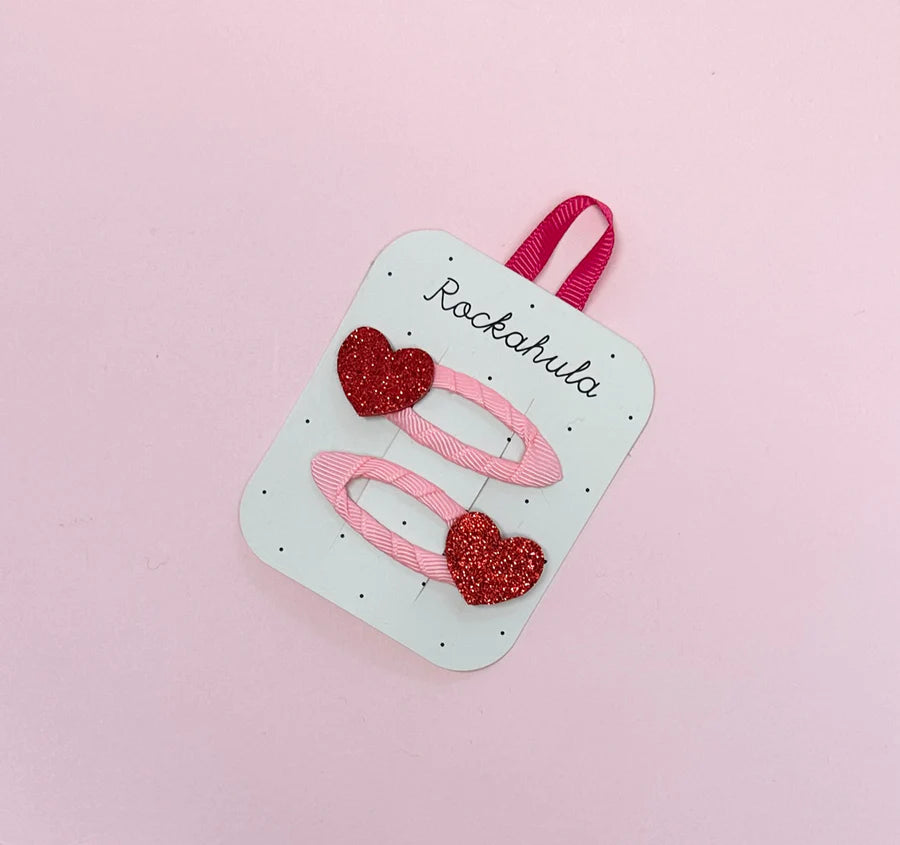Love Heart Glitter Clips | Rockahula