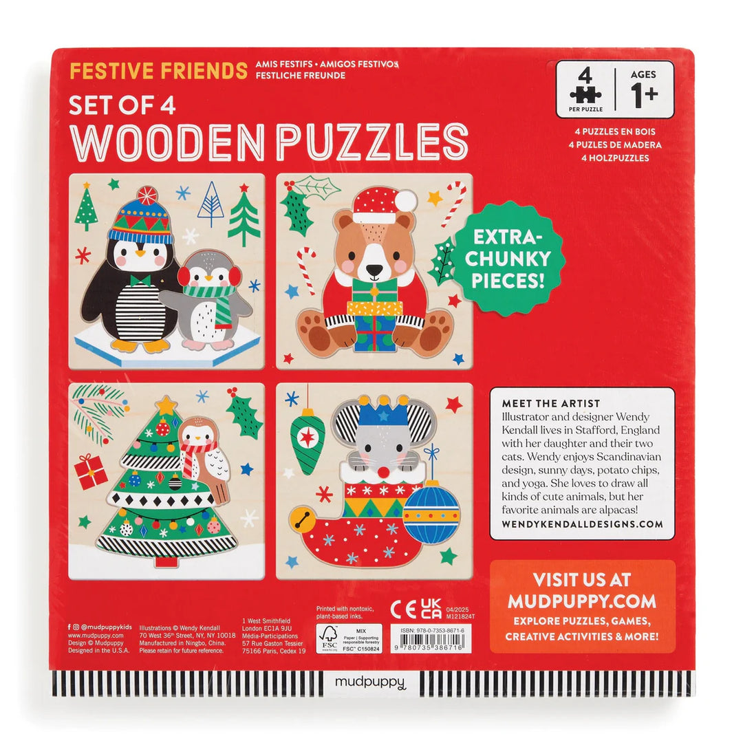 Christmas Set of 4 Wood Puzzles | Mudpuppy