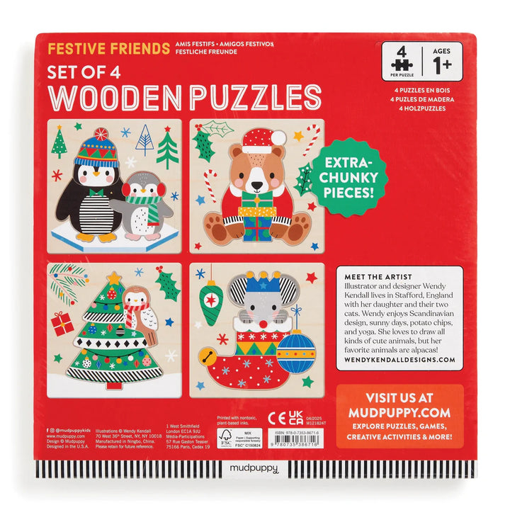 Christmas Set of 4 Wood Puzzles | Mudpuppy