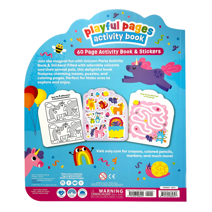Playful Pages Activity Book - Unicorn Party! | OOLY