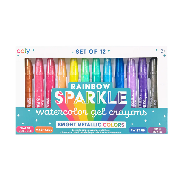Rainbow Sparkle Metallic Watercolor Gel Crayons - Set of 12 | OOLY