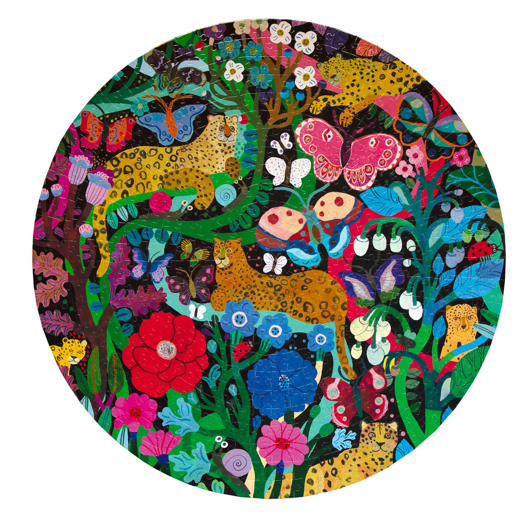 Jaguars & Butterflies 500 Piece Round Puzzle | eeBoo