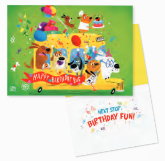 Birthday Dogs on Bus Card