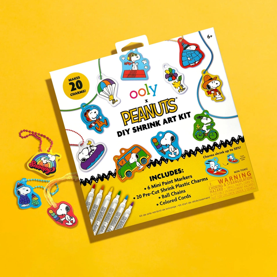 OOLY X Peanuts: D.I.Y. Shrink Art Kit & 6 Mini Paint Markers | OOLY