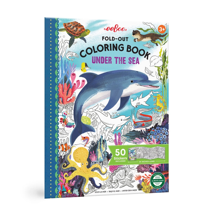 Under the Sea Fold-Out Coloring Book with Stickers | eeBoo