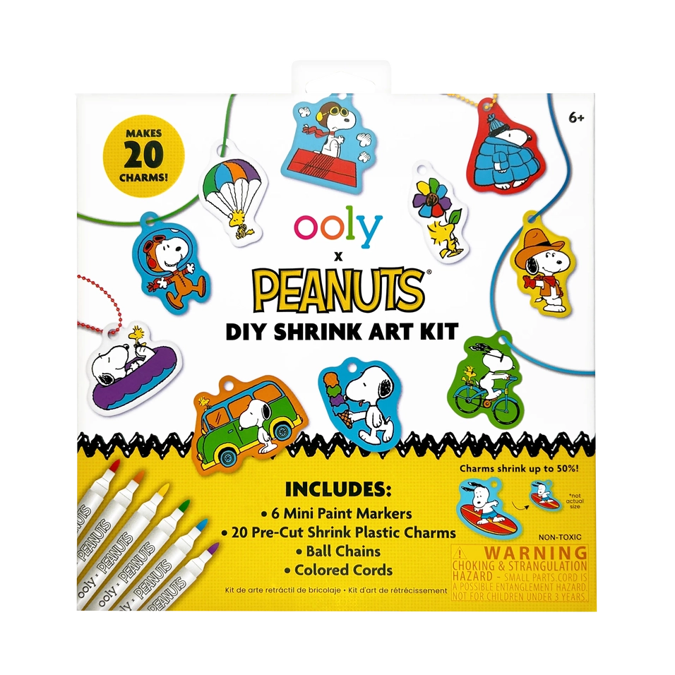 OOLY X Peanuts: D.I.Y. Shrink Art Kit & 6 Mini Paint Markers | OOLY