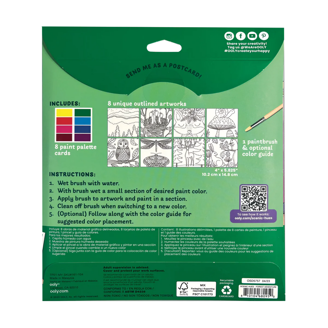 cover art of back of scenic hues forest adventure packaging