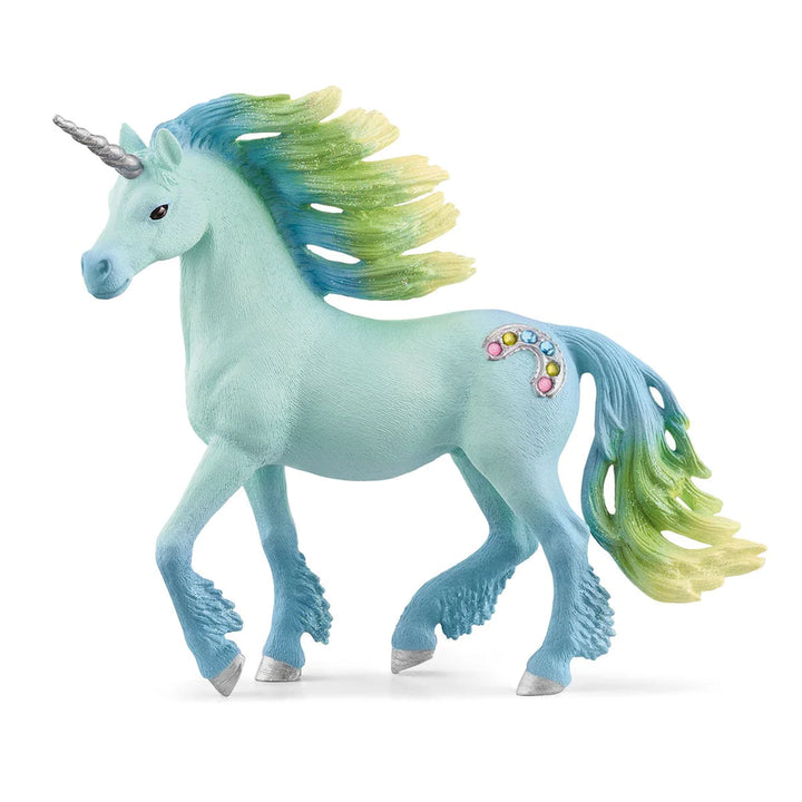 side view of marshmallow unicorn stallion