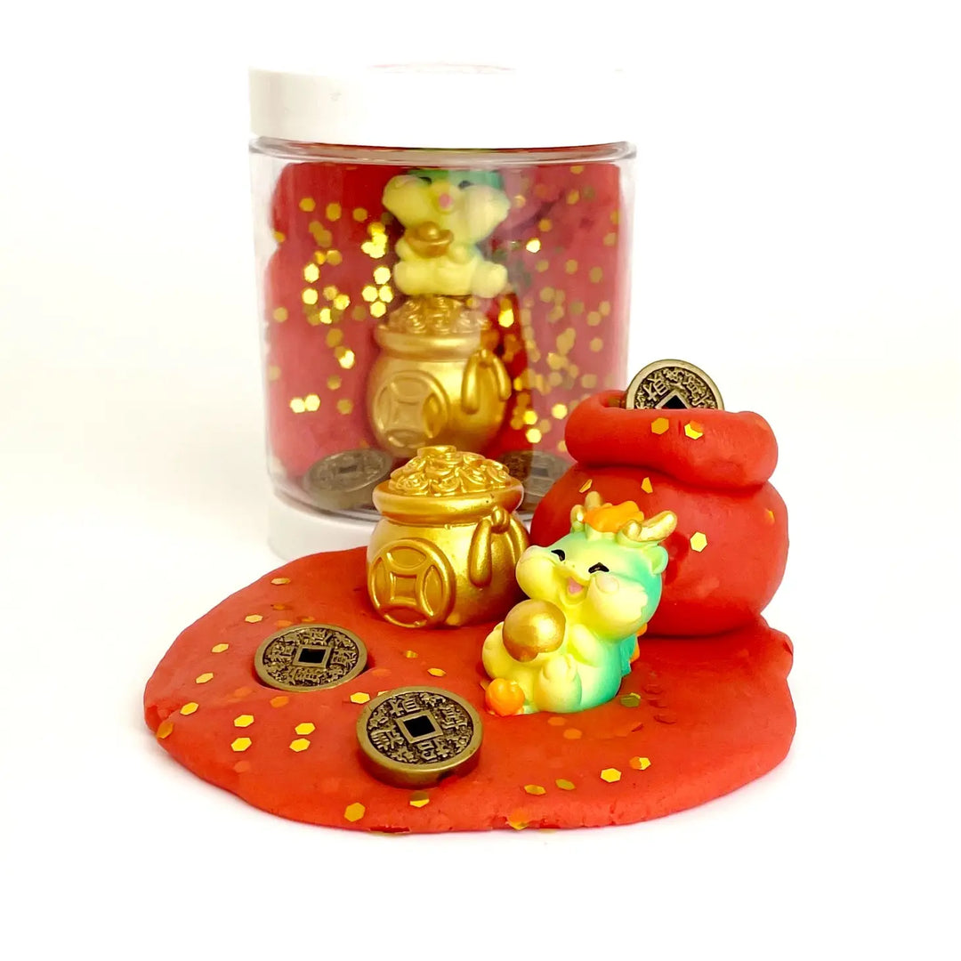 Chinese New Year Dragon Mini Play Dough-To-Go Jar | EarthGrown KidDough