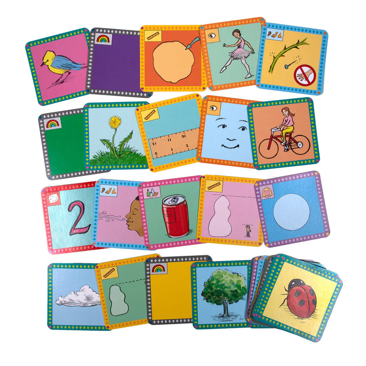 top view of scavenger hunt cards