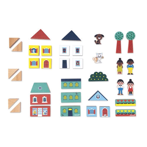 Set of 36 Wooden Blocks - City - Cross Roads | Janod