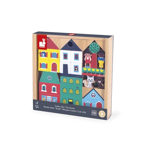 Set of 36 Wooden Blocks - City - Cross Roads | Janod
