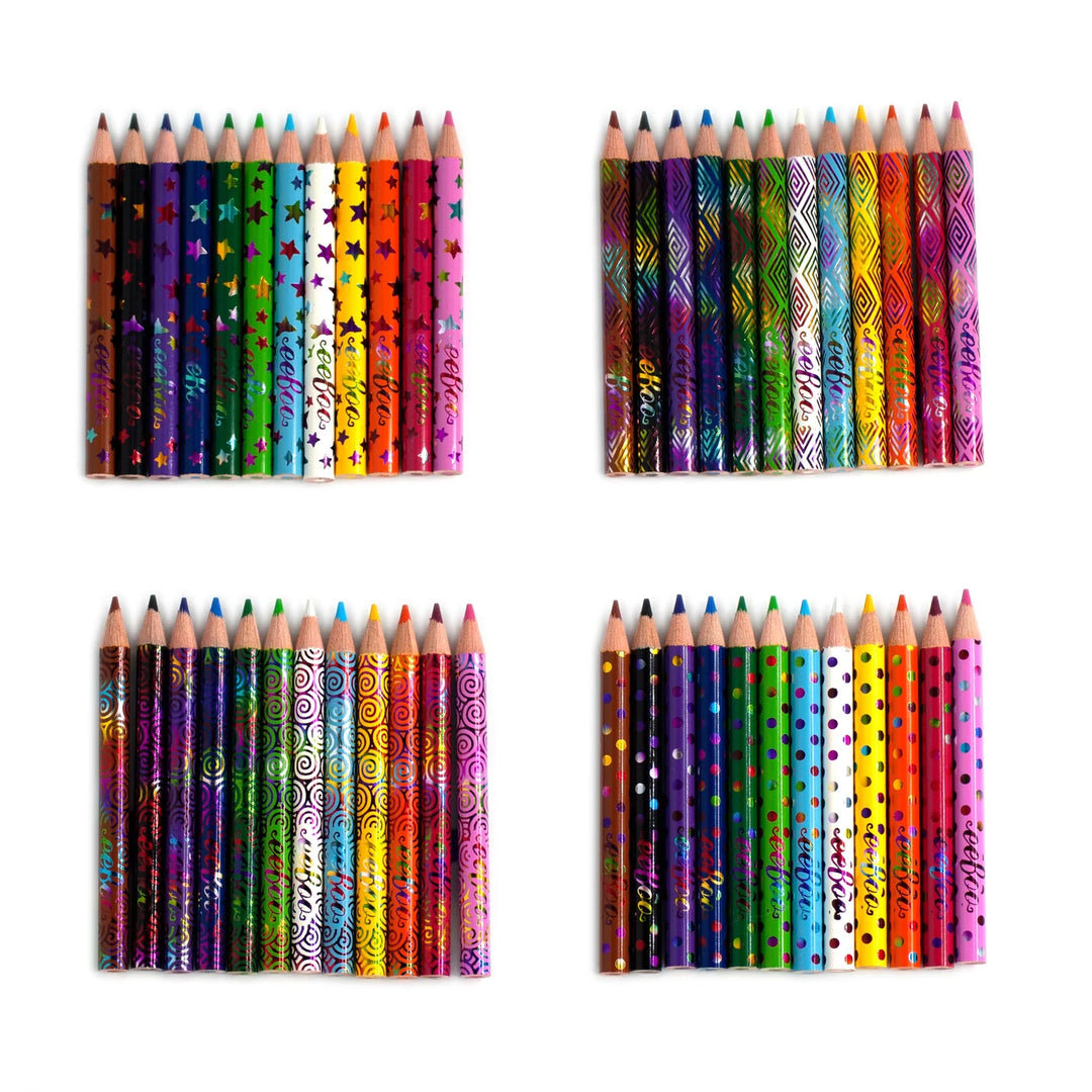 4 different holographic pencil designs