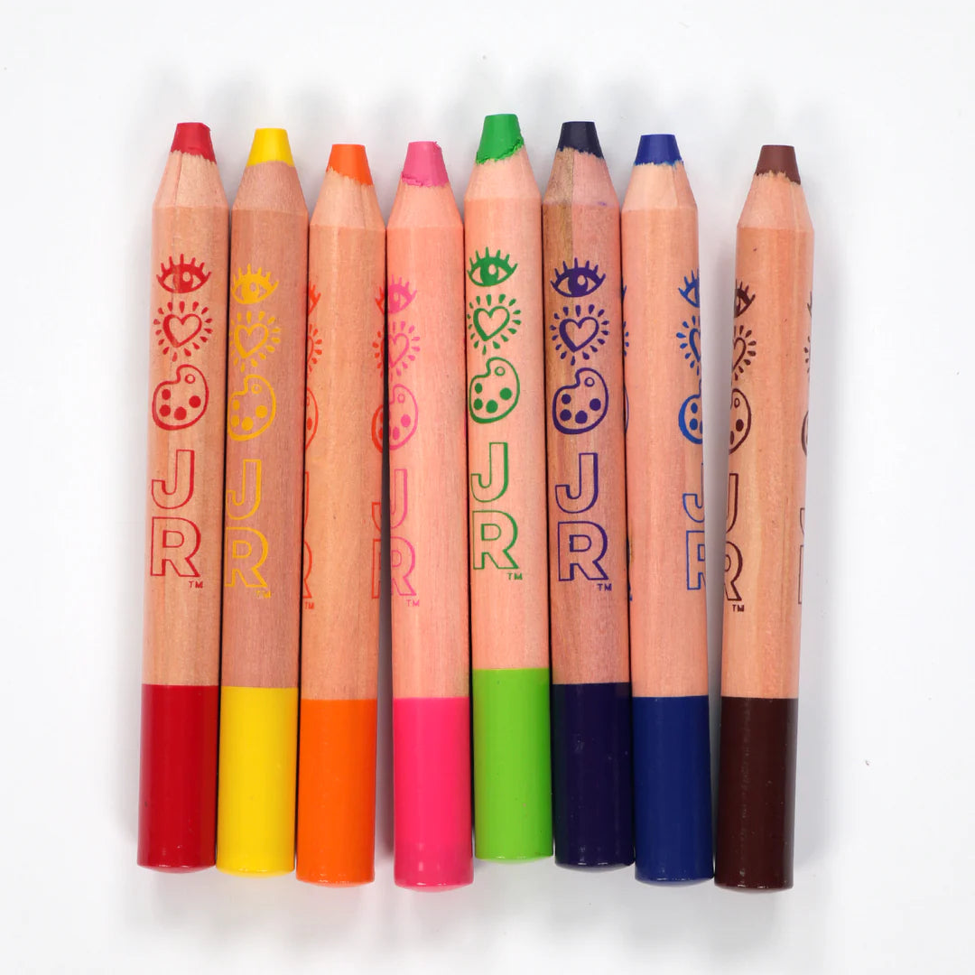 top view of 8 water color pencils