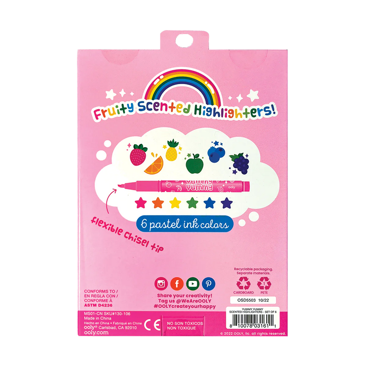 cover art of back of yummy yummy scented highlighter packaging