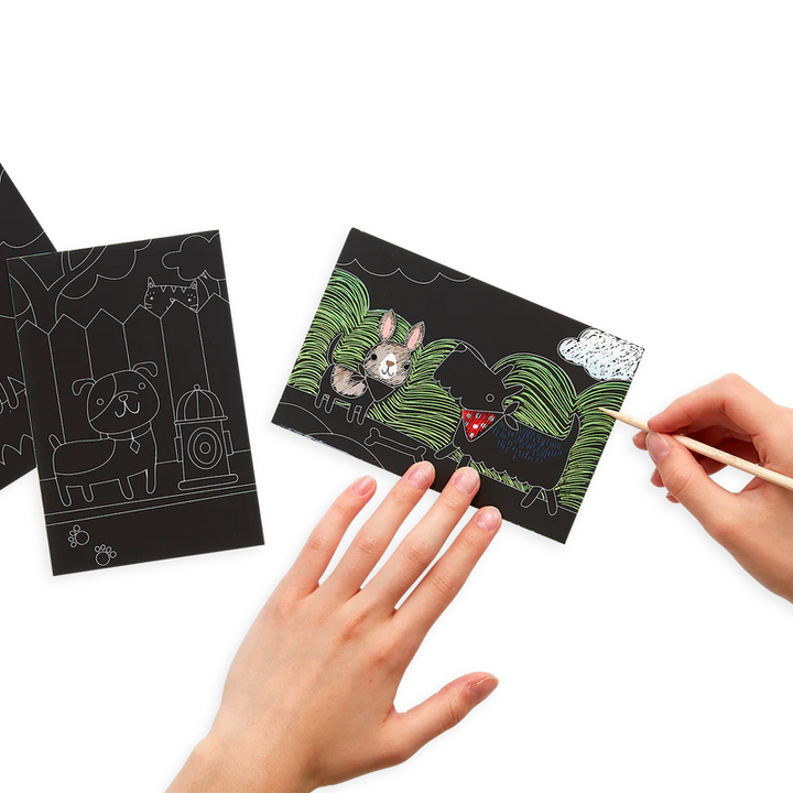 Playful Pups Scratch and Scribble Mini Scratch Art Kit | OOLY