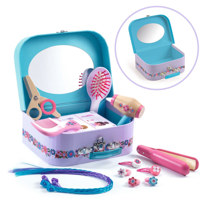 open box showing inside mirror, pieces inside