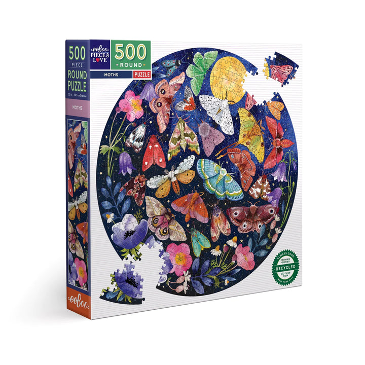 Moths 500 Piece Round Puzzle | eeBoo
