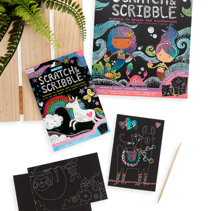 Funtastic Friends Scratch and Scribble Mini Scratch Art Kit | OOLY
