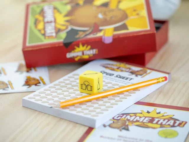 game box contents laid on table