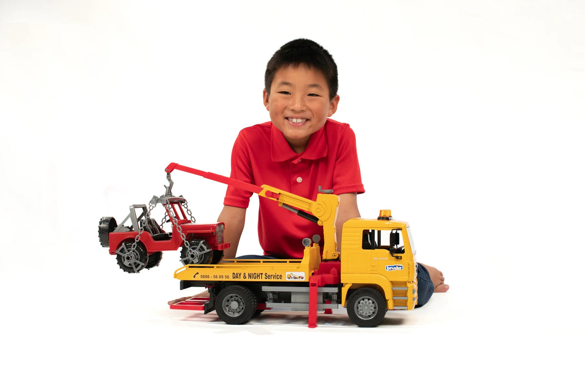 MAN TGA Tow Truck w/ Cross Country Vehicle | Bruder - LOCAL PICKUP ONLY
