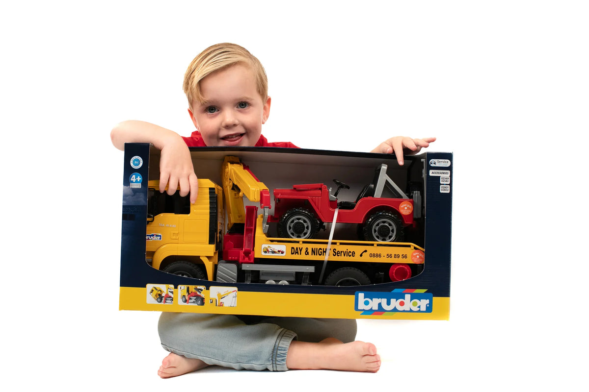 MAN TGA Tow Truck w/ Cross Country Vehicle | Bruder - LOCAL PICKUP ONLY