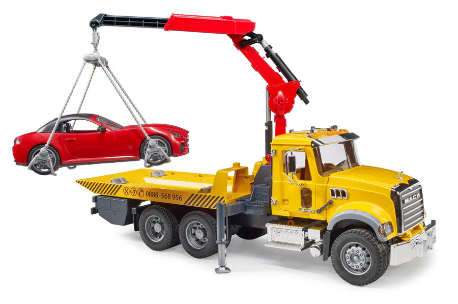 MACK Granite Tow Truck w/ Roadster | Bruder- LOCAL PICKUP ONLY