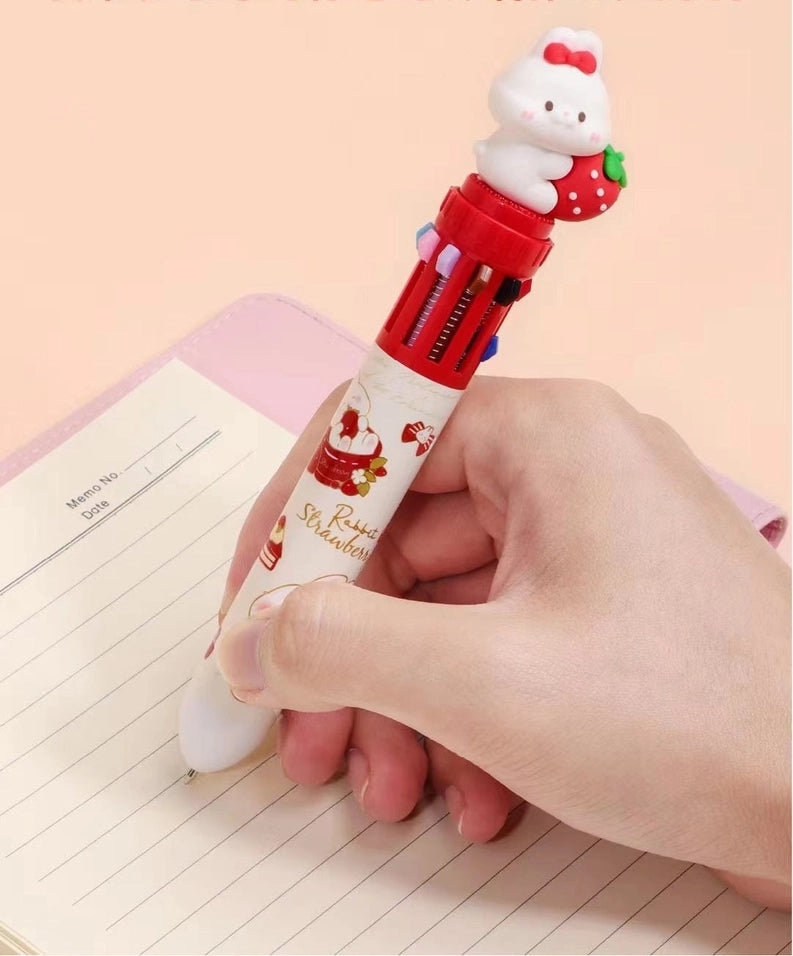 Rabbit 10 Color Retractable Ball Pen