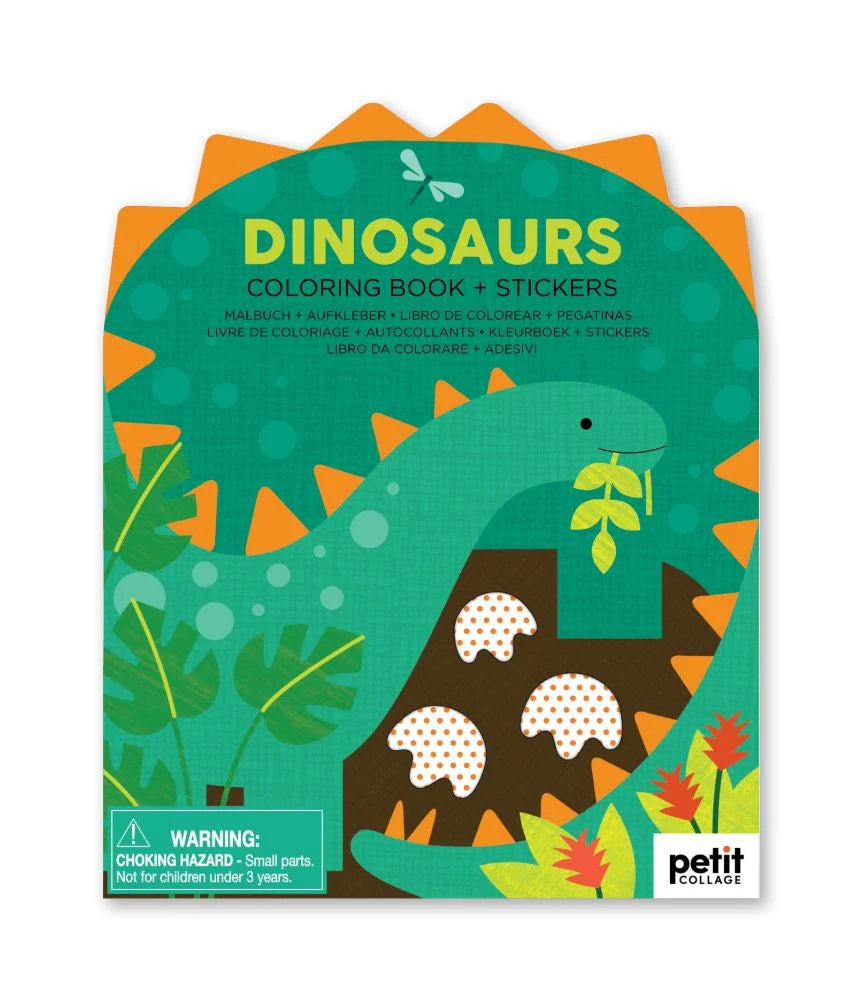 Coloring Book With Stickers: Dinosaurs | petit collage