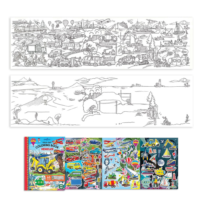 Vehicles Fold-Out Coloring Book | eeBoo