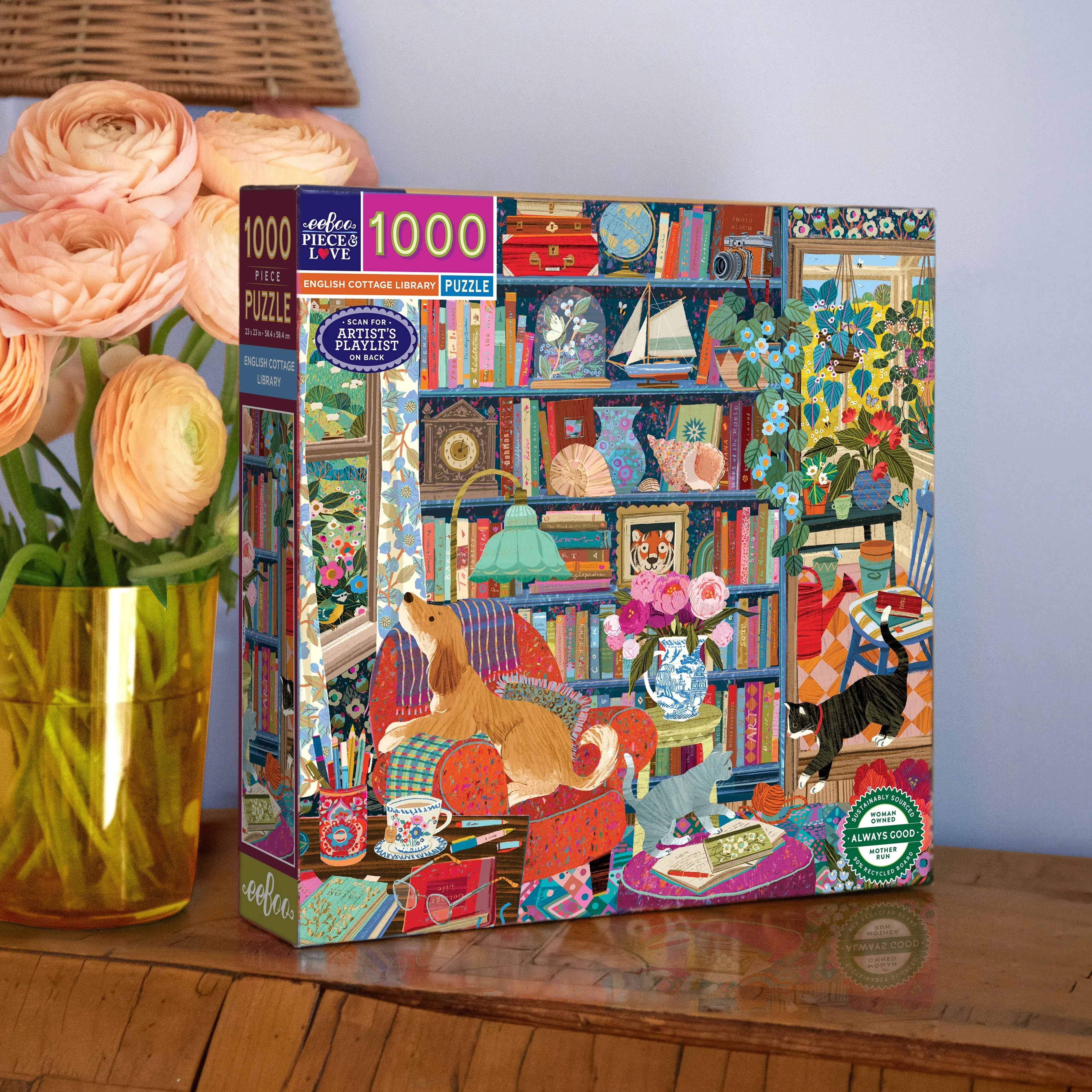 English Cottage Library 1000 Pc Puzzle | eeBoo