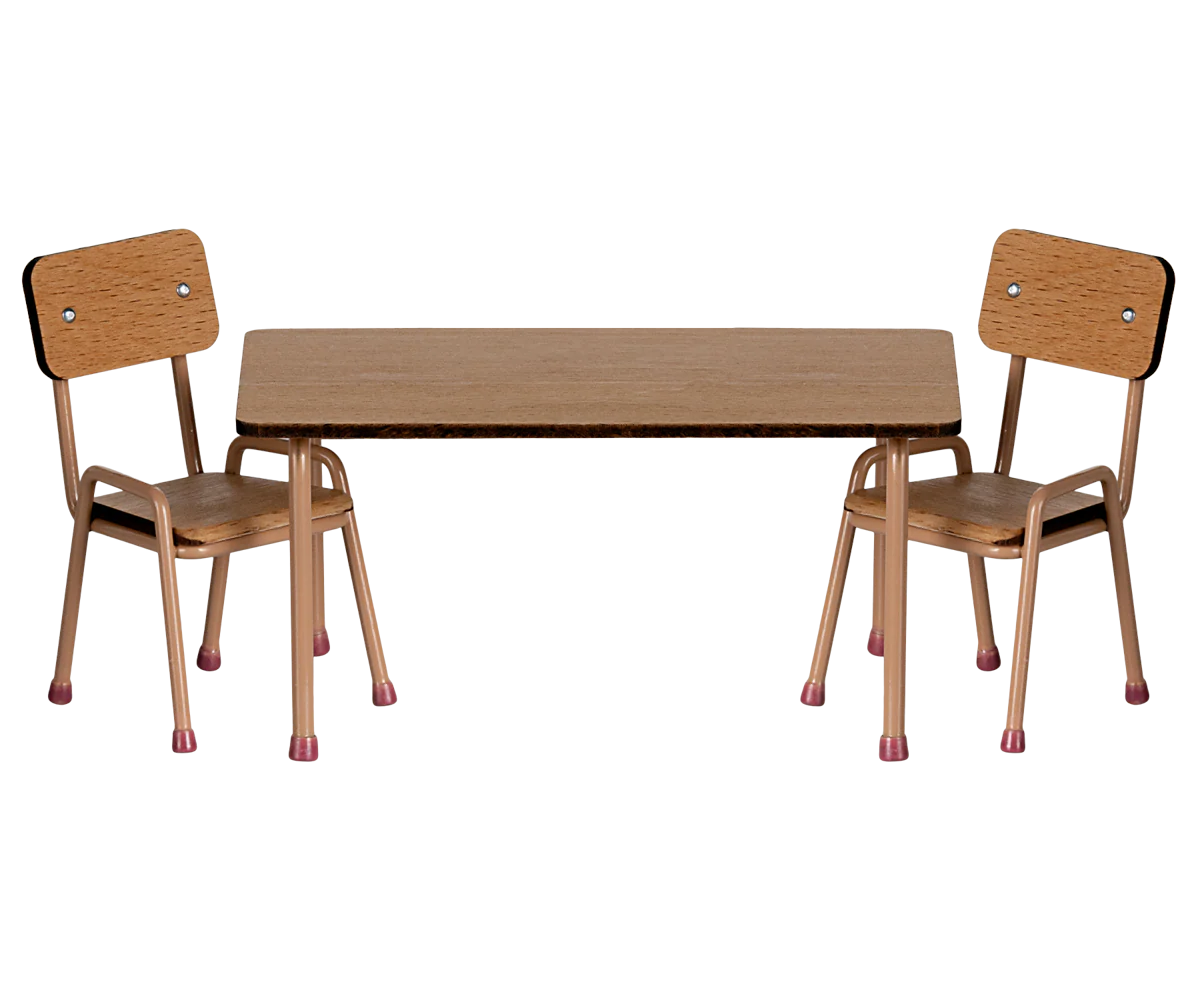 Table and Chair Set, Mouse - Dark Powder | Maileg