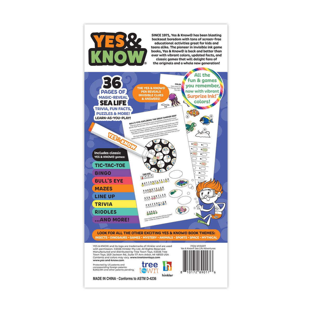 Yes & Know® Invisible Ink Trivia Game Books- Sea Life | Tree Town Toys