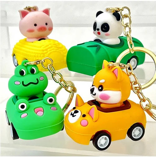 Pullback Car Animals Key Charm
