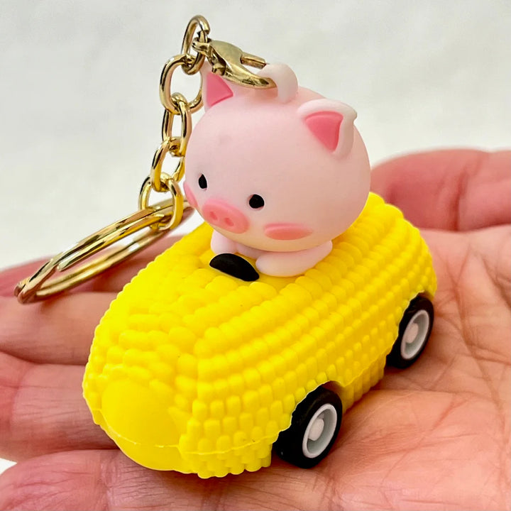 Pullback Car Animals Key Charm