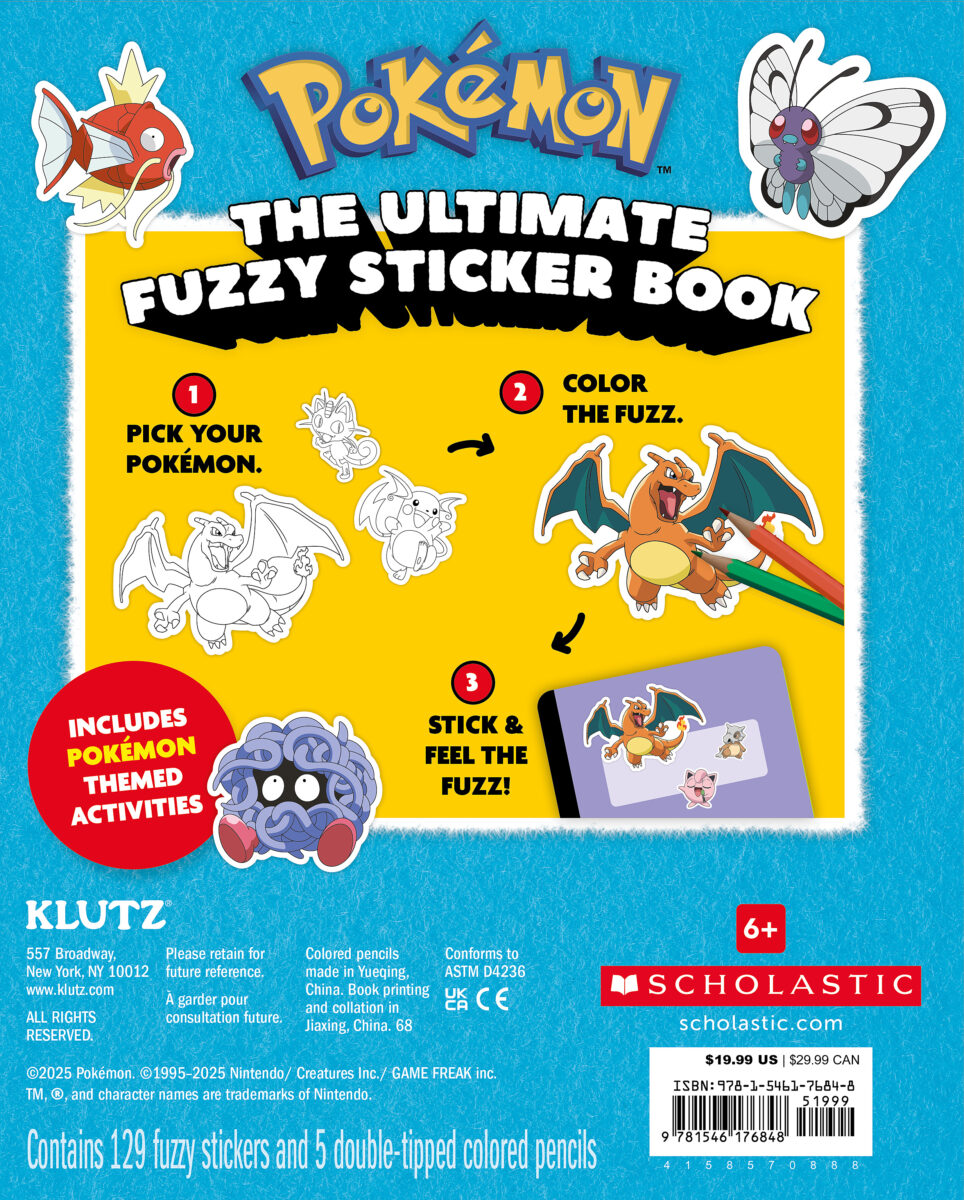 Pokemon Color Your Own Fuzzy Stickers | Klutz