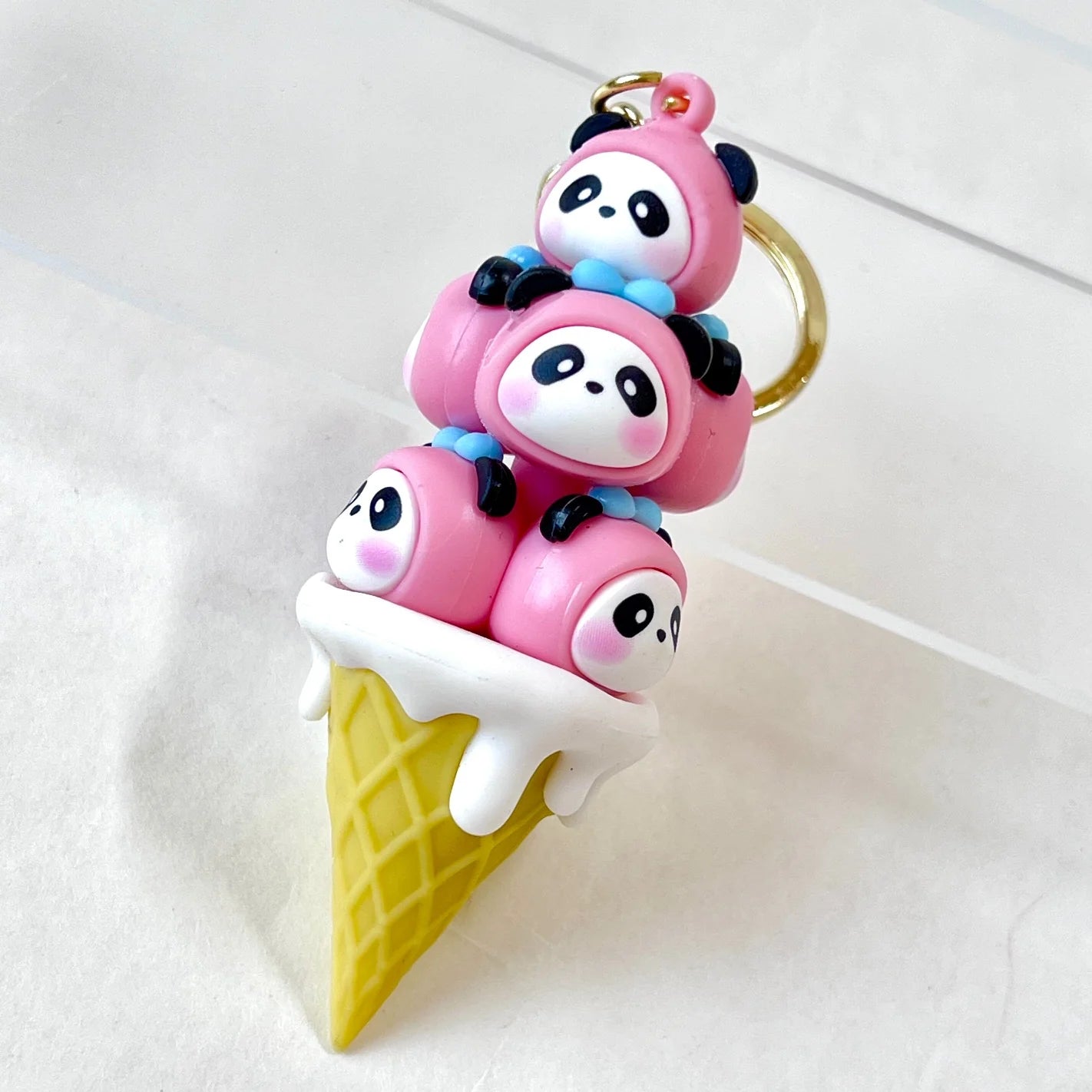 Pink Panda Family Key Charm