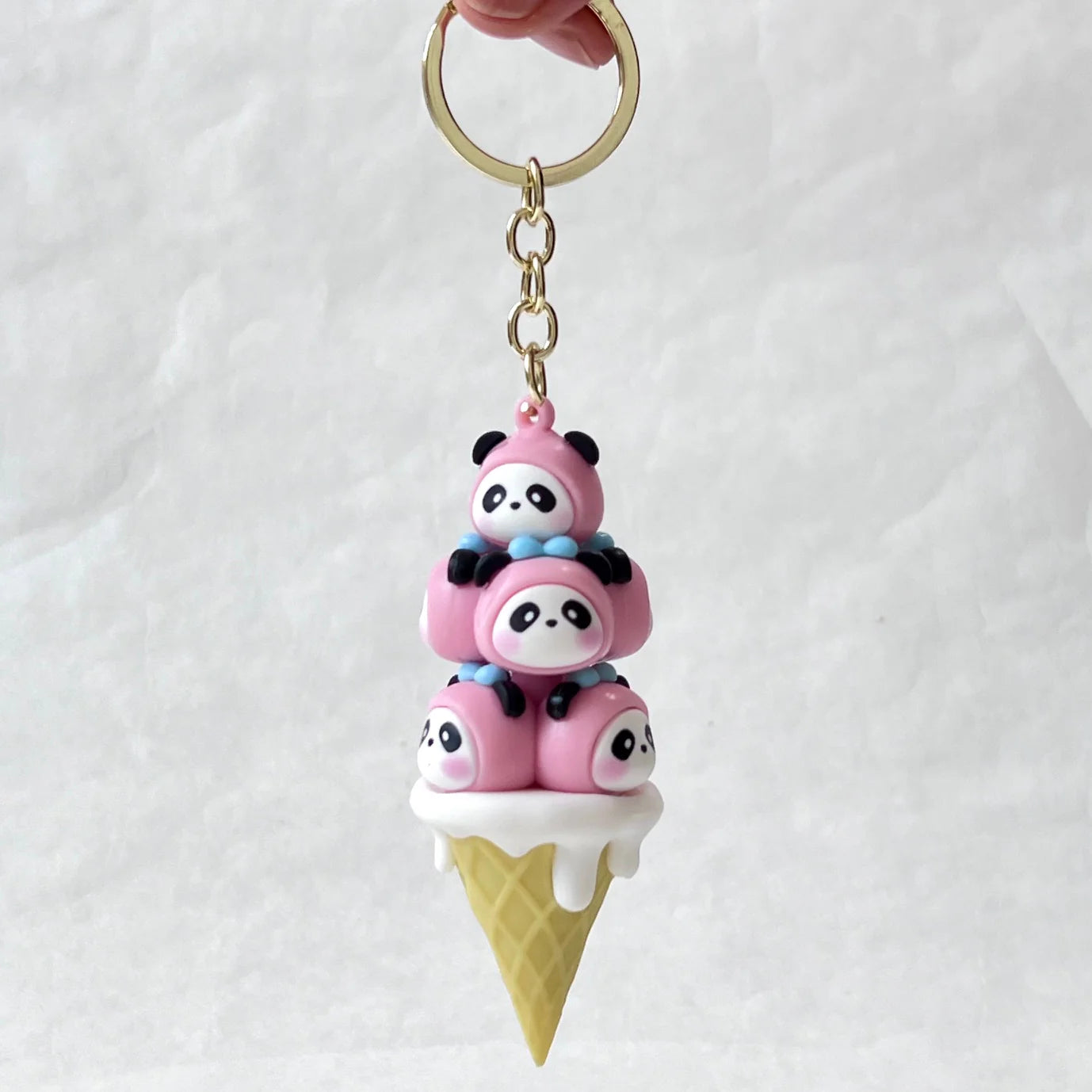 Pink Panda Family Key Charm