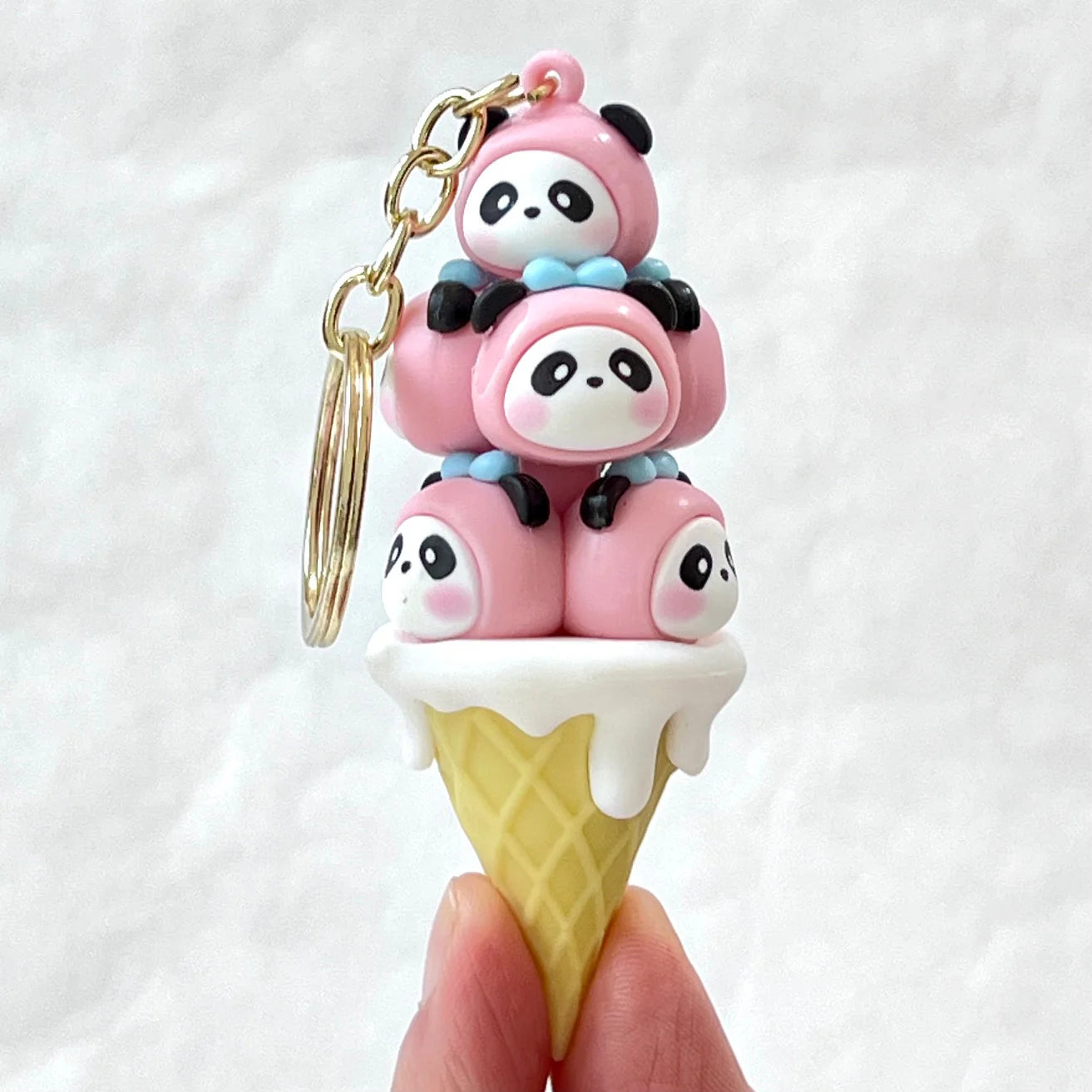 Pink Panda Family Key Charm