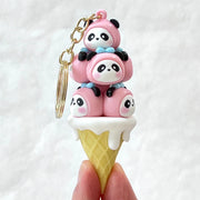 Pink Panda Family Key Charm